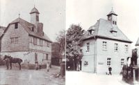 Das alte (um 1908) und das neue Rathaus (ab 1927) von Rohnstadt